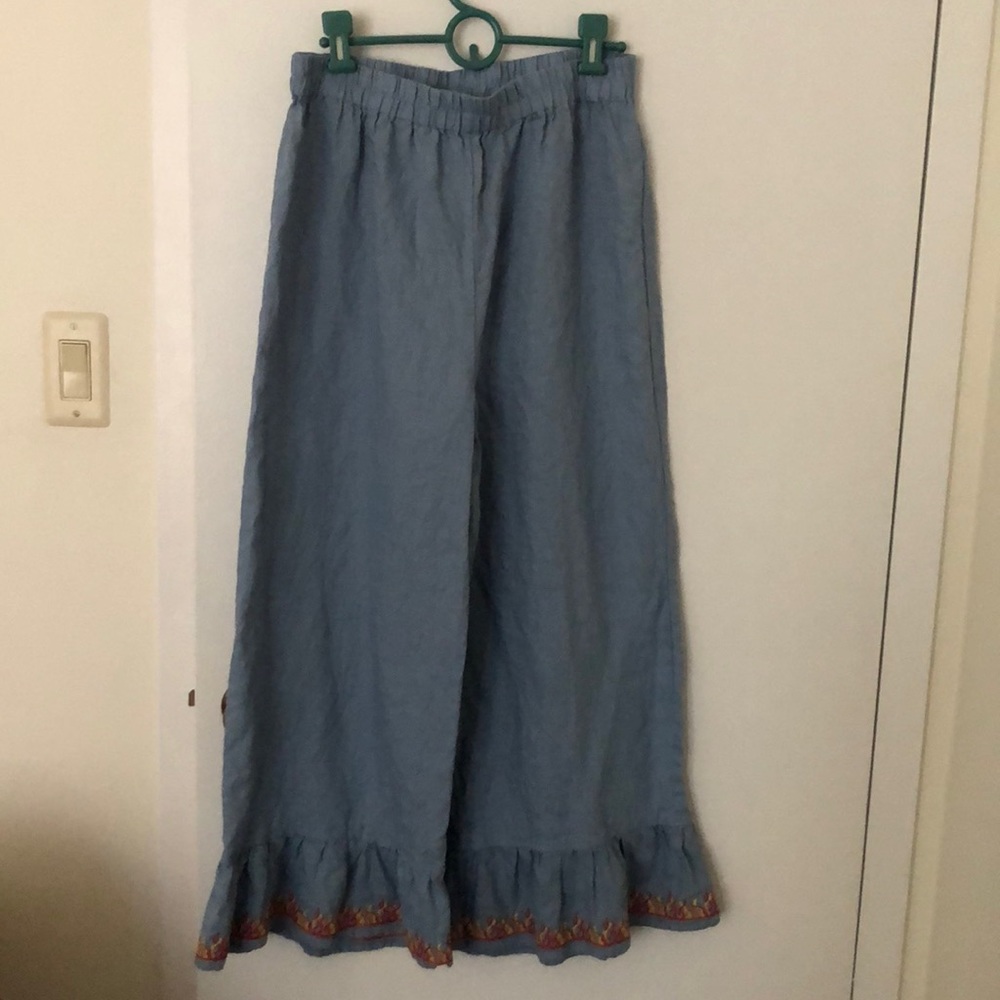 Fashion Brand company linen pants with fire details